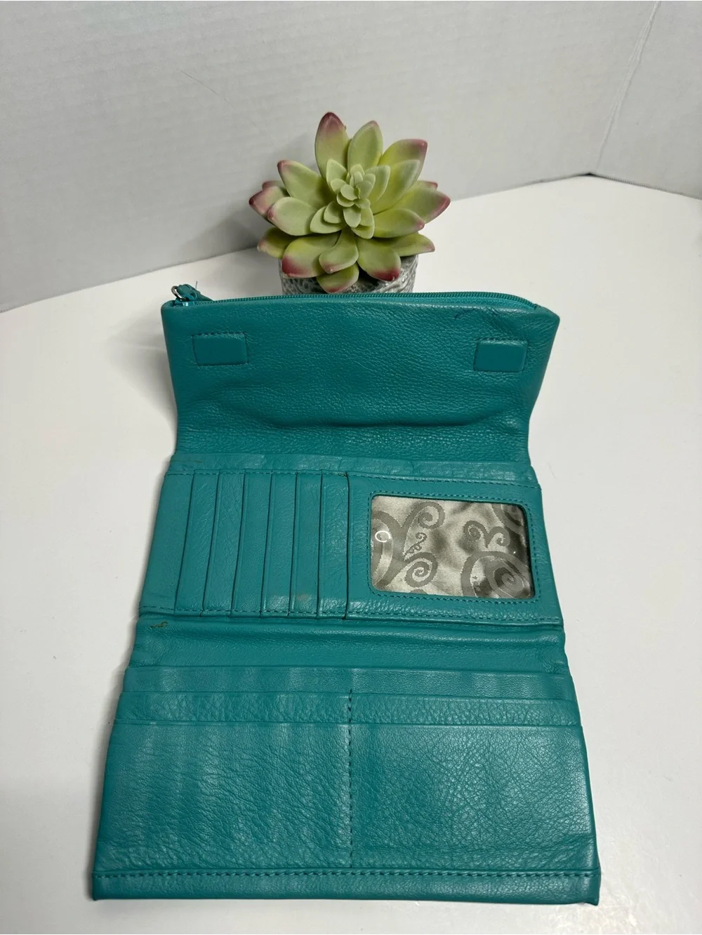 Brighton Turquoise Fold-Over Leather Clutch